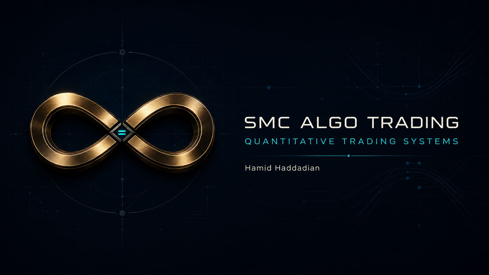قفل‌نشان طلایی مات SMC Algo Trading با عنوان سیستم‌های معاملات کمی